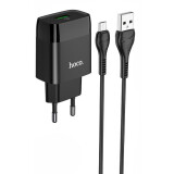 Сетевое зарядное устройство HOCO C72Q Glorious Black + MicroUSB Cable (HC-32521)