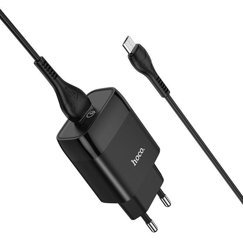 Сетевое зарядное устройство HOCO C72Q Glorious Black + MicroUSB Cable - HC-32521 - фото 3