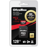 Карта памяти 128Gb MicroSD OltraMax + SD адаптер (OM128GCSDXC10UHS-1-PrU3)