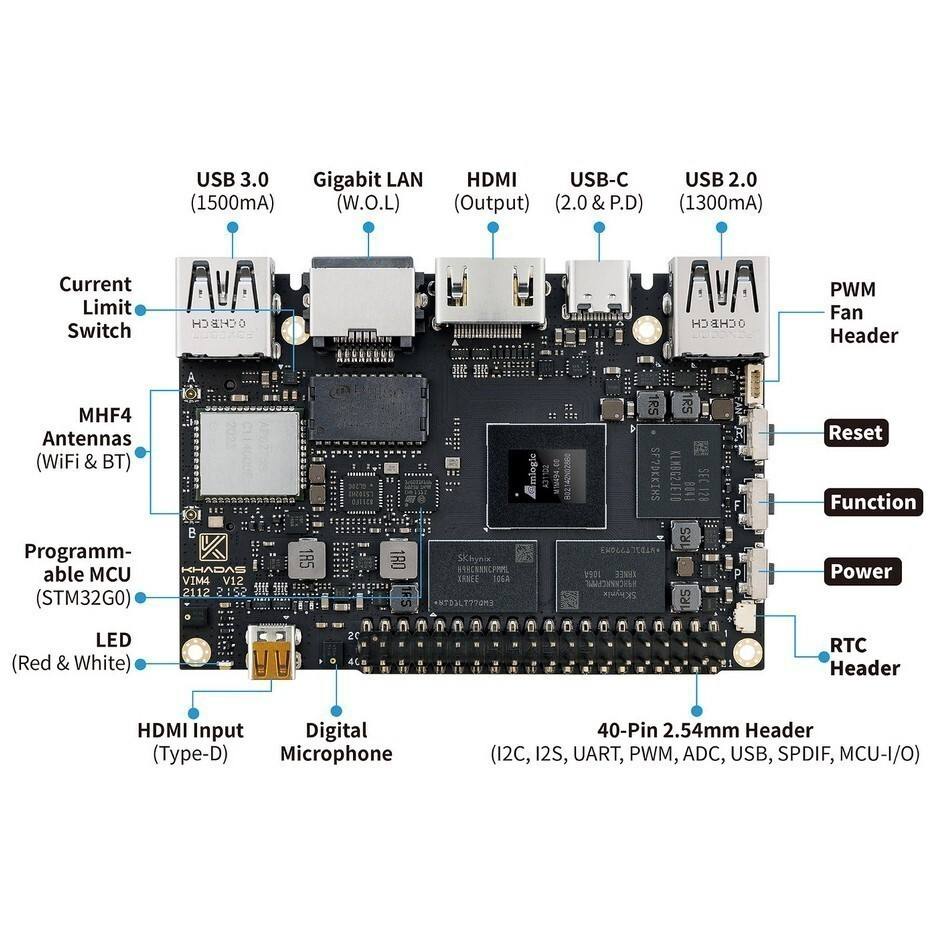 Одноплатный компьютер Khadas VIM4 Amlogic A311D2 - KVIM4-002 - фото 3