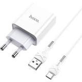 Сетевое зарядное устройство HOCO C81A Asombroso White + Type-C Cable (6931474727961)