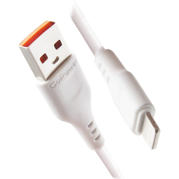 Кабель USB - Lightning, 1м, GoPower GP01L White - 00-00018567