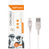 Кабель USB - Lightning, 1м, GoPower GP01L White (00-00018567)