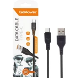 Кабель USB - USB Type-C, 1м, GoPower GP01T Black (00-00018566)