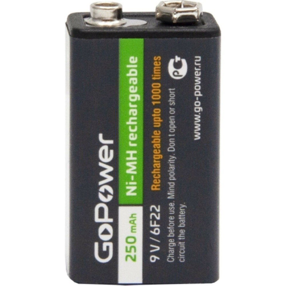 Аккумулятор GoPower (9V, 250mAh, 1 шт.) - 00-00017020