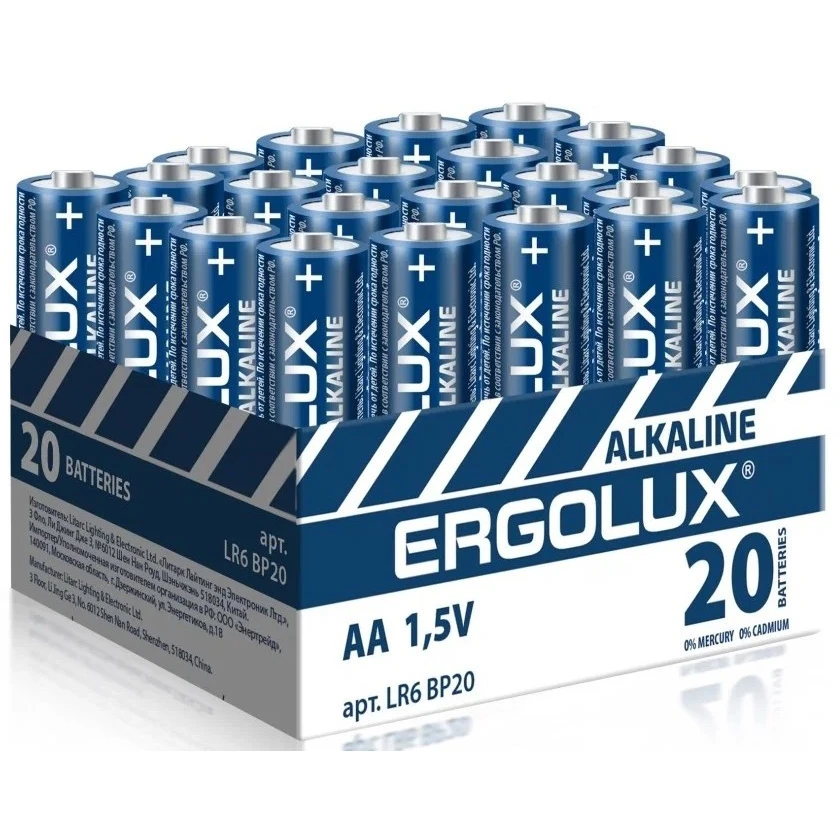 Батарейка Ergolux LR6 (AA, 20 шт.) - 14675
