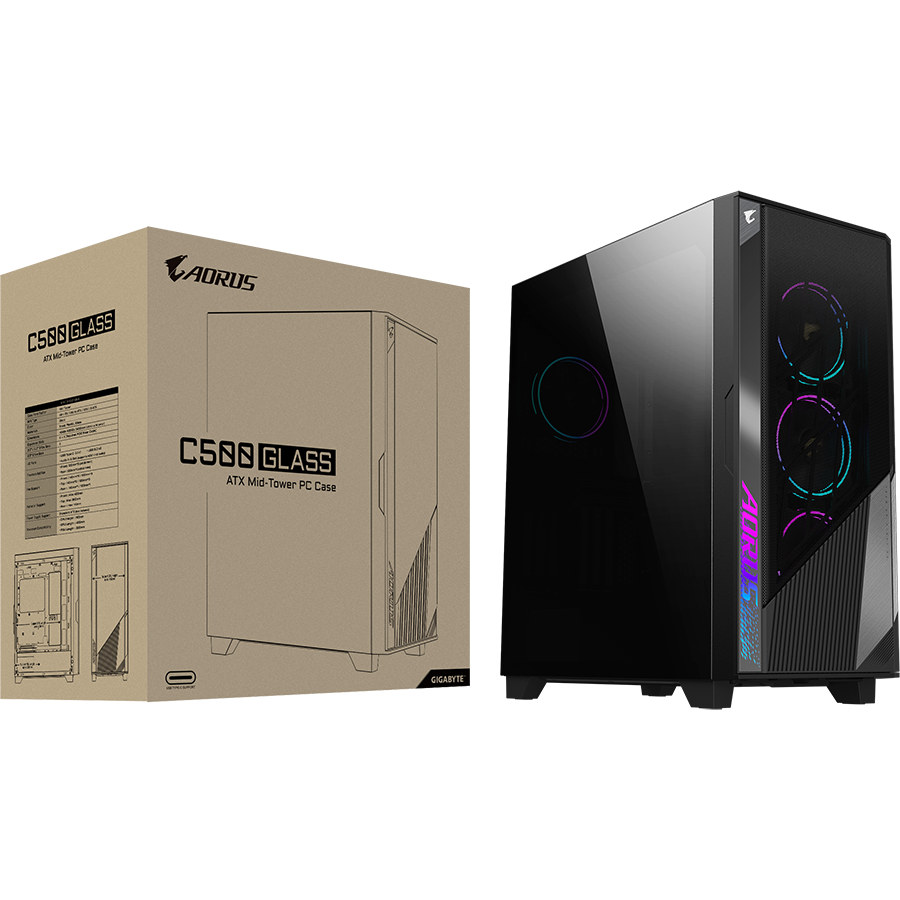 Корпус Gigabyte AORUS C500 Glass Black - GB-AC500G - фото 11