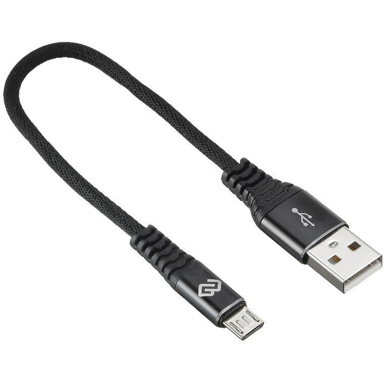 Кабель USB A (M) - microUSB B (M), 0.15м, Digma MICROUSB-0.15M-BLK - фото 2
