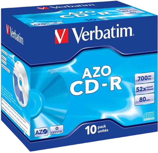 Диск CD-R Verbatim 700Mb 52x AZO Crystal Jewel Case (10 шт.)