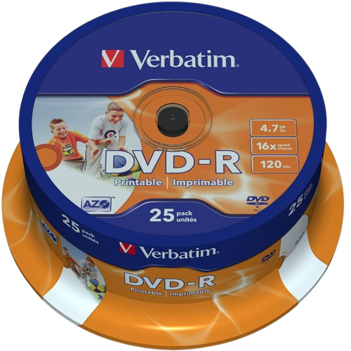 Диск DVD-R Verbatim 4.7Gb 16x Cake Box Printable (25 шт.)