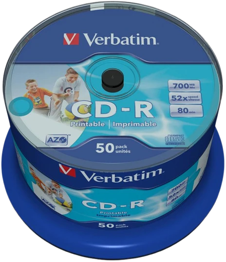 Диск CD-R Verbatim 700Mb 52x AZO Cake Box Printable (50 шт.)