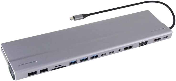 Док-станция VCOM 15 in 1 USB 3.2 Docking Station Space Gray