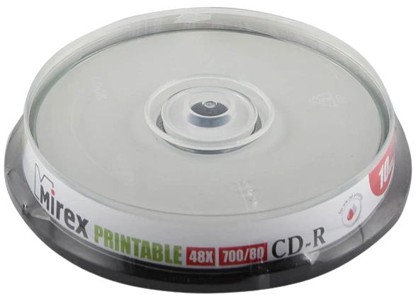 Диск CD-R Mirex 700Mb 48x Cake Box Printable (10 шт.)