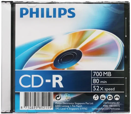 Диск CD-R Philips 700Mb 52x Slim Case (1 шт.)