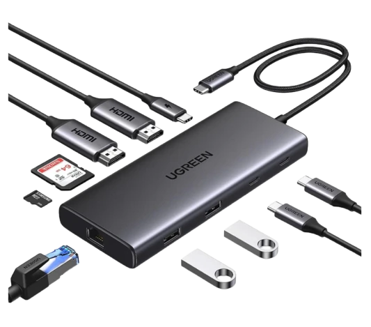 Док-станция UGREEN USB-C 10-in-1 Docking Grey (CM639)