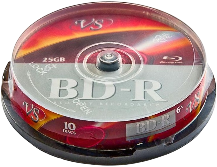 Диск BD-R VS 25Gb 6x Cake Box (10 шт.)