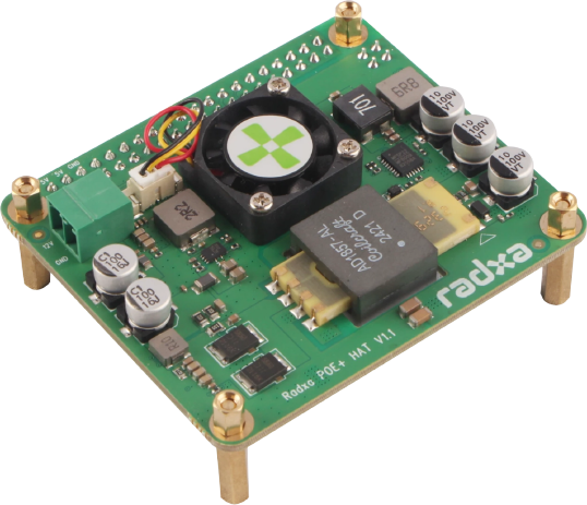 PoE-адаптер для одноплатного компьютера Radxa 25W PoE+ HAT for X4