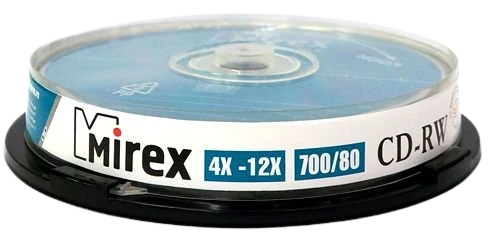 Диск CD-RW Mirex 700Mb 12x Cake Box (10 шт.)